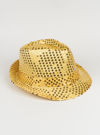 Шляпа золотая со светодиодной подсветкой RGB