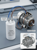 Конденсатор пусковой 6uF (6мкФ) 450V, размеры 40х40х60мм, белый