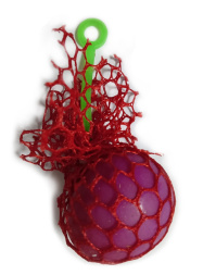 Игрушка-мялка антистресс красная сетка, красно-лиловый шарик, зелёный хвостик