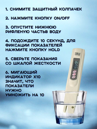 Тестер-солемер для проверки качества воды и температуры