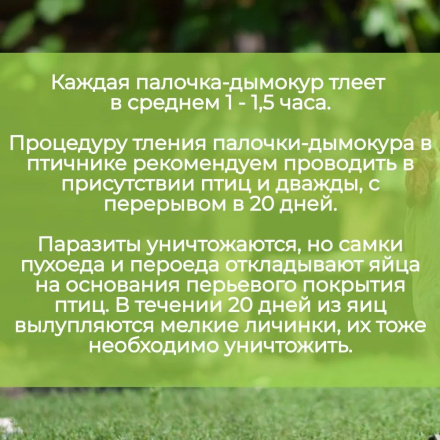 Репеллент от пухоеда и пероеда для кур Exmork, 10 палочек по 28см, натуральный состав