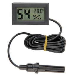 Термометр-гигрометр цифровой с выносным датчиком, с жк-экраном черный