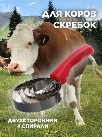Для коров скребок Exmork, 4 спирали, двусторонний, нержавеющая сталь, для чистки шкур