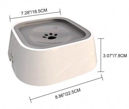 Миска-поилка непроливайка с защитой от брызг для собак и кошек Exmork APB-01 серого цвета
