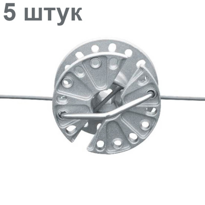 Натяжитель провода веревки и троса круглый 5 штук для электропастуха и шпалеры виноградника