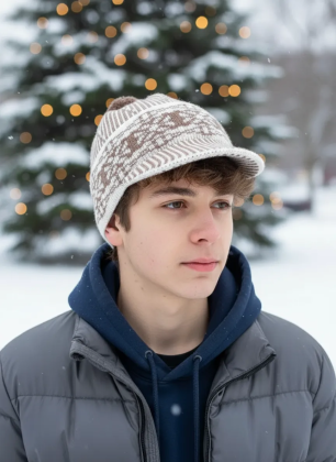 Шапка Андрея Пальто из Слово Пацана коричневая (бежевая модель 06)