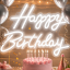 Неоновая вывеска Happy Birthday 42х30,5 см белый холодный