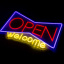 Неоновая вывеска OPEN WELCOME 40х28 см, на прозрачной подложке