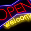 Неоновая вывеска OPEN WELCOME 40х28 см, на прозрачной подложке
