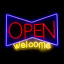 Неоновая вывеска OPEN WELCOME 40х28 см, на прозрачной подложке