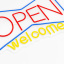 Неоновая вывеска OPEN WELCOME 40х28 см, на прозрачной подложке