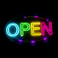 Неоновая вывеска OPEN, размер 42х25 см, на прозрачной подложке