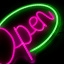 Неоновая вывеска OPEN, размер 40х27 см, на прозрачной подложке