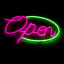 Неоновая вывеска OPEN, размер 40х27 см, на прозрачной подложке