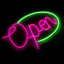 Неоновая вывеска OPEN, размер 40х27 см, на прозрачной подложке