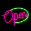 Неоновая вывеска OPEN, размер 40х27 см, на прозрачной подложке