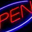 Неоновая вывеска OPEN 45х22 см красно-синяя