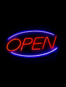 Неоновая вывеска OPEN 45х22 см красно-синяя