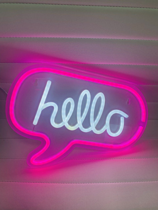 Неоновая вывеска hello 35х23 см