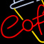 Неоновая вывеска Coffe, размер 55х42 см, на прозрачной подложке