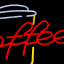 Неоновая вывеска Coffe, размер 55х42 см, на прозрачной подложке