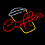 Неоновая вывеска Coffe, размер 55х42 см, на прозрачной подложке