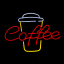 Неоновая вывеска Coffe, размер 55х42 см, на прозрачной подложке