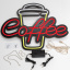 Неоновая вывеска Coffe, размер 55х42 см, на прозрачной подложке