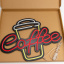 Неоновая вывеска Coffe, размер 55х42 см, на прозрачной подложке